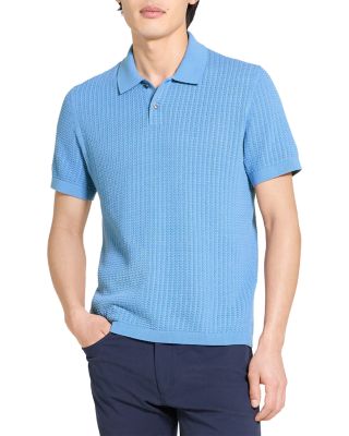 Short Sleeve Cable Knit Polo in Tactile Cotton
