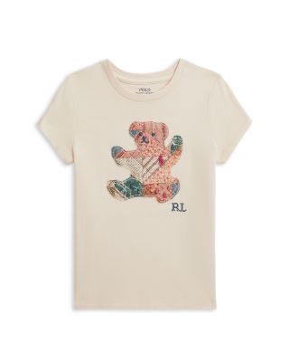 Girls' Patchwork Polo Bear Cotton Jersey Tee - Little Kid