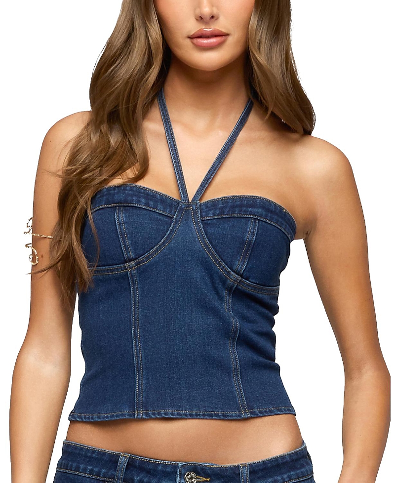 Edikted Jagger Denim Halter Top