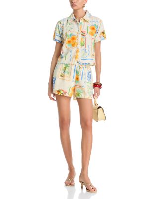 Postcard Button Front Short & Shorts Set - Exclusive