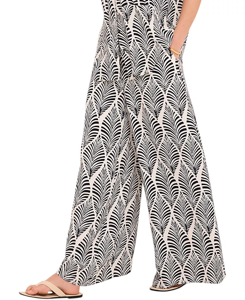 Mint Velvet Women's Leaf Print Wide Leg Trousers