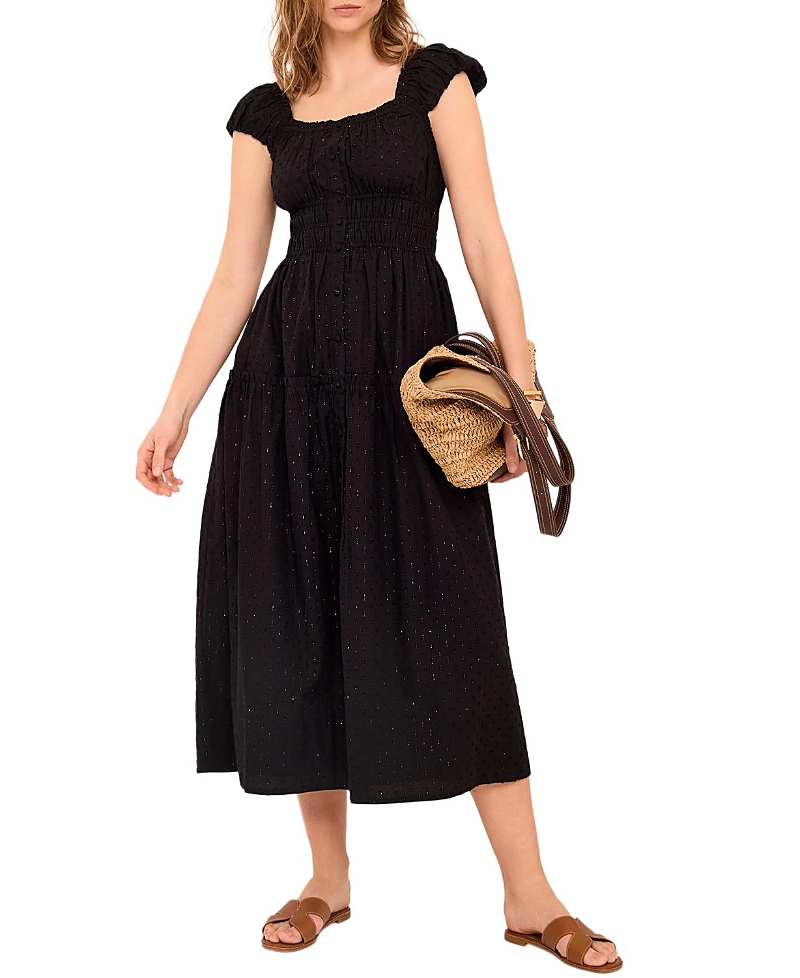 Mint Velvet Women's Cotton Blend Textured Midi Dress