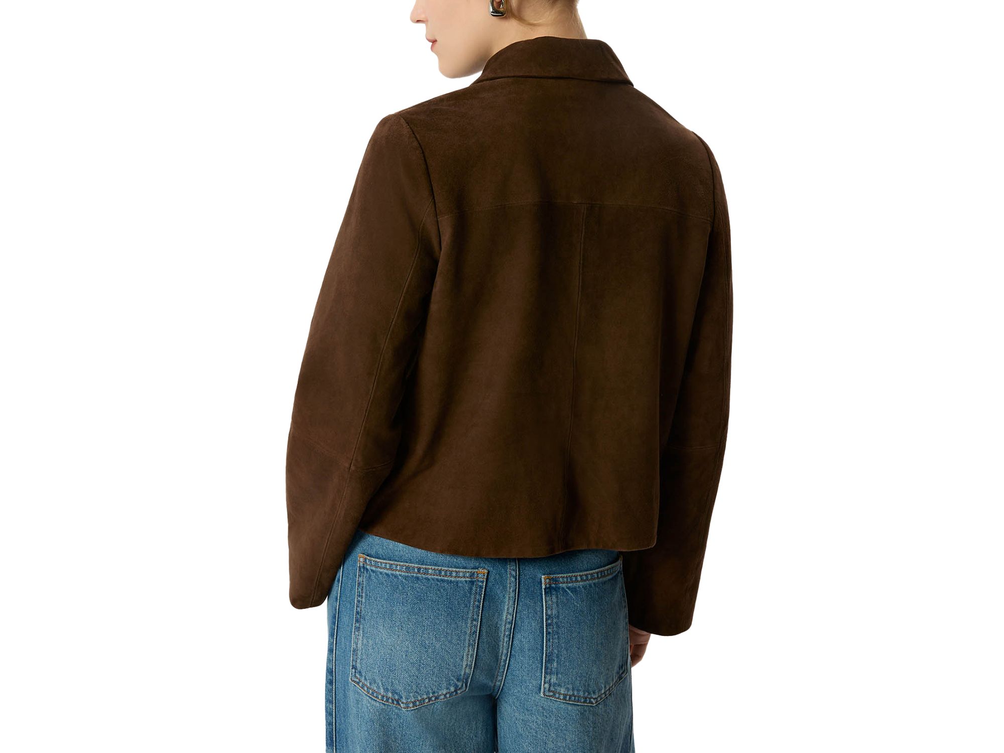 Button Cropped Suede Jacket — Image 3