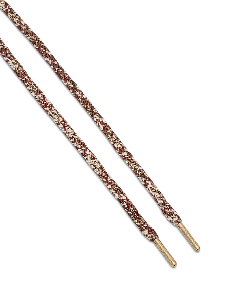 Golden Goose Women's Kit 3 Color Flat Braided Lace with Lurex Thread and Platinum Final with Logo Golden Goose Laces in Brown/Bordeaux/White Gold
