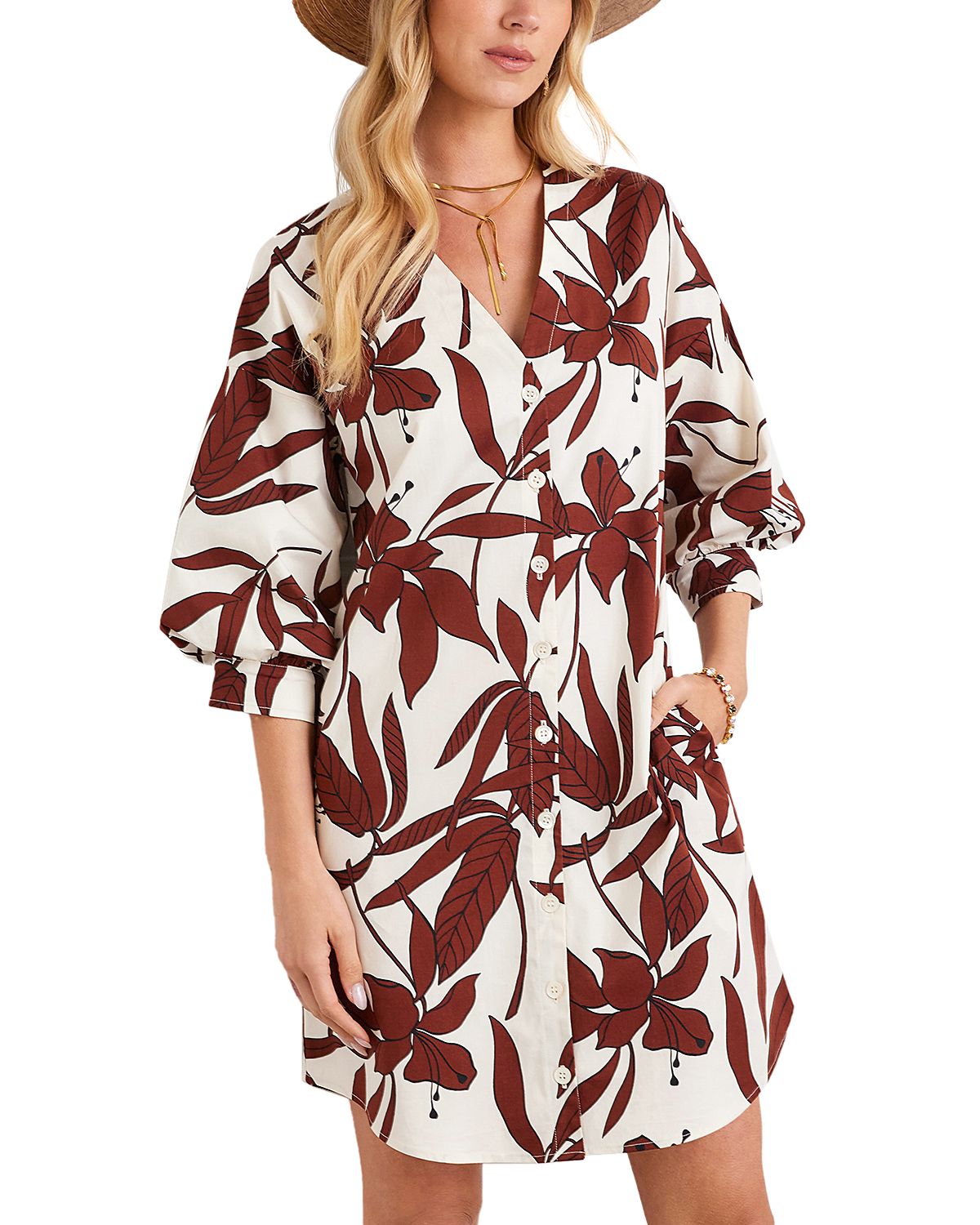 Karen Kane Lantern Sleeve Button Front Dress