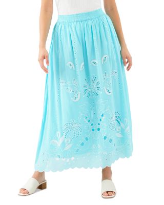 Cutout Embroidery Midi Skirt