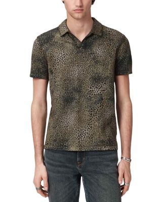Perkins Short Sleeve Johnny Collar Polo With Animal Jacquard