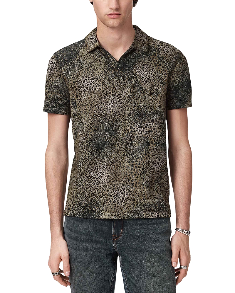 John Varvatos Perkins Short Sleeve Johnny Collar Polo With Animal Jacquard