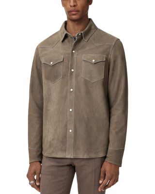 Sage Leather Shirt Jacket