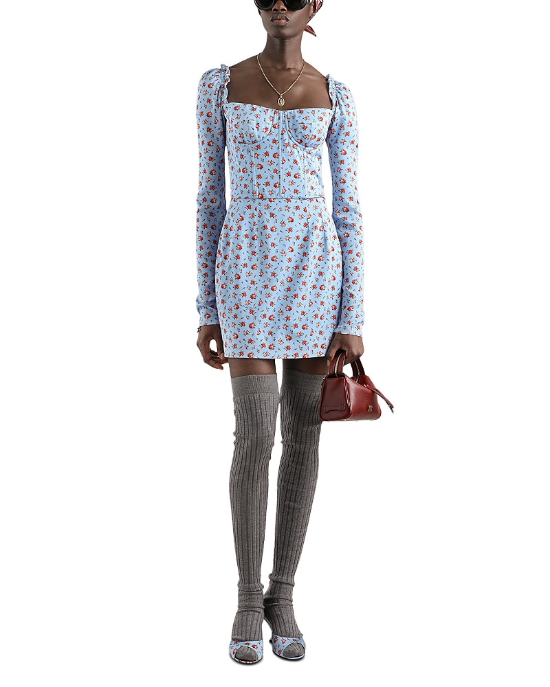 Dolce & Gabbana Rose Print Charmeuse Mini Dress