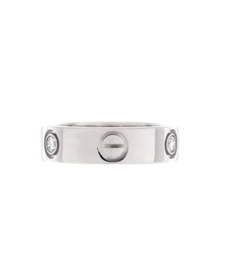  Love 3 Diamonds Band Ring 18K White Gold with Diamond