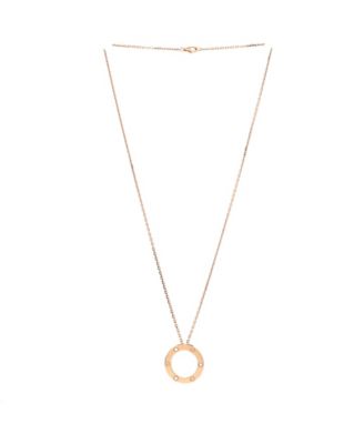  3 Diamonds Love Pendant Necklace 18K Rose Gold and Diamonds, 18.5"