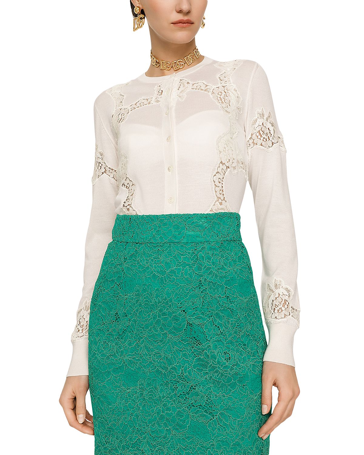 Dolce & Gabbana Lace Inlay Cardigan