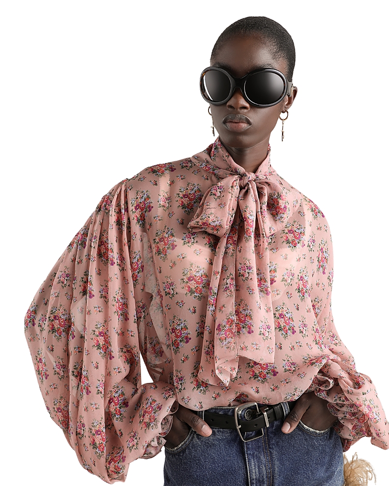 Dolce & Gabbana Silk Floral Bouquet Chiffon Top