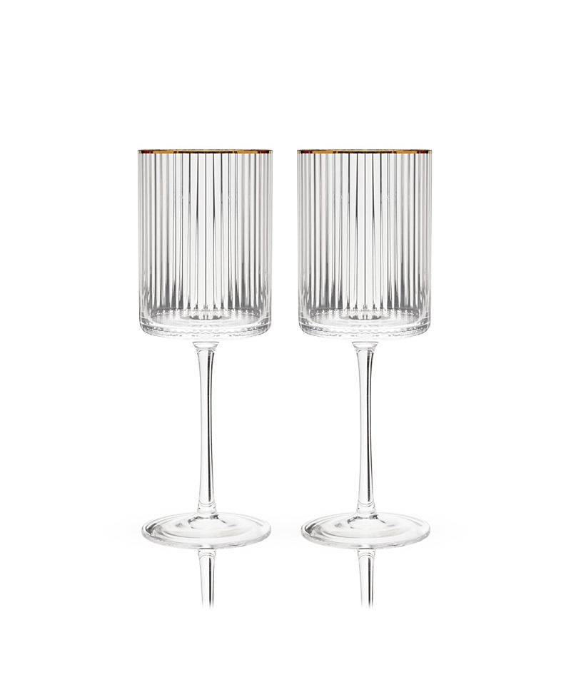 Viski Meridian Crystal Gold Rimmed Wine Glasses, Set of 2