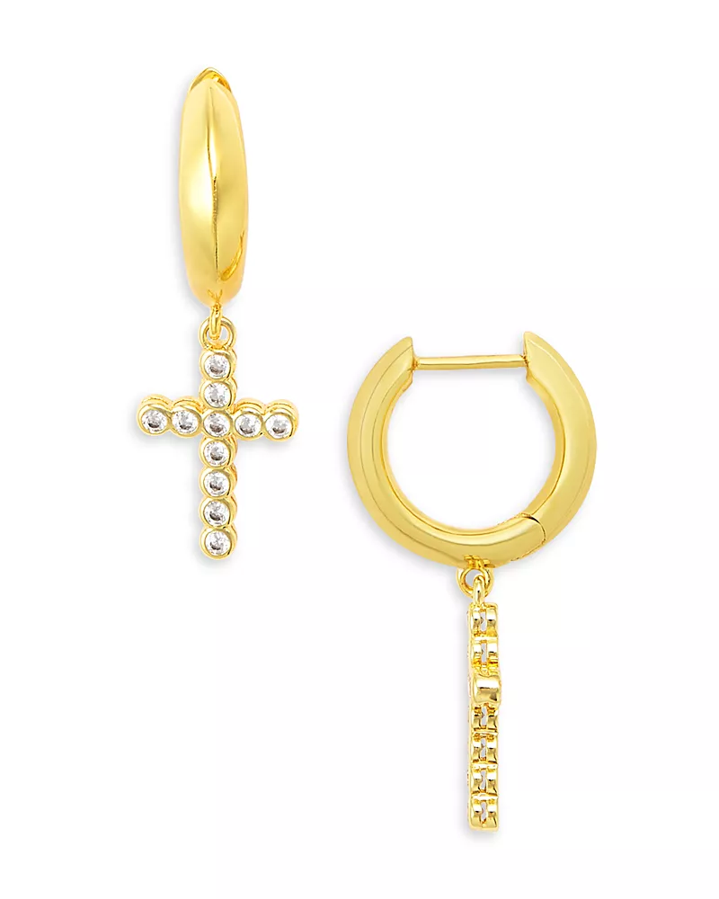 Kendra Scott Cross Crystal Huggie Earrings