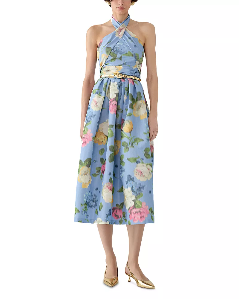 Carolina Herrera Crossed Halter Neck Dress
