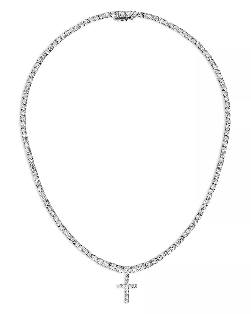Nadri Astrid Cubic Zirconia Cross Tennis Pendant Necklace, 16
