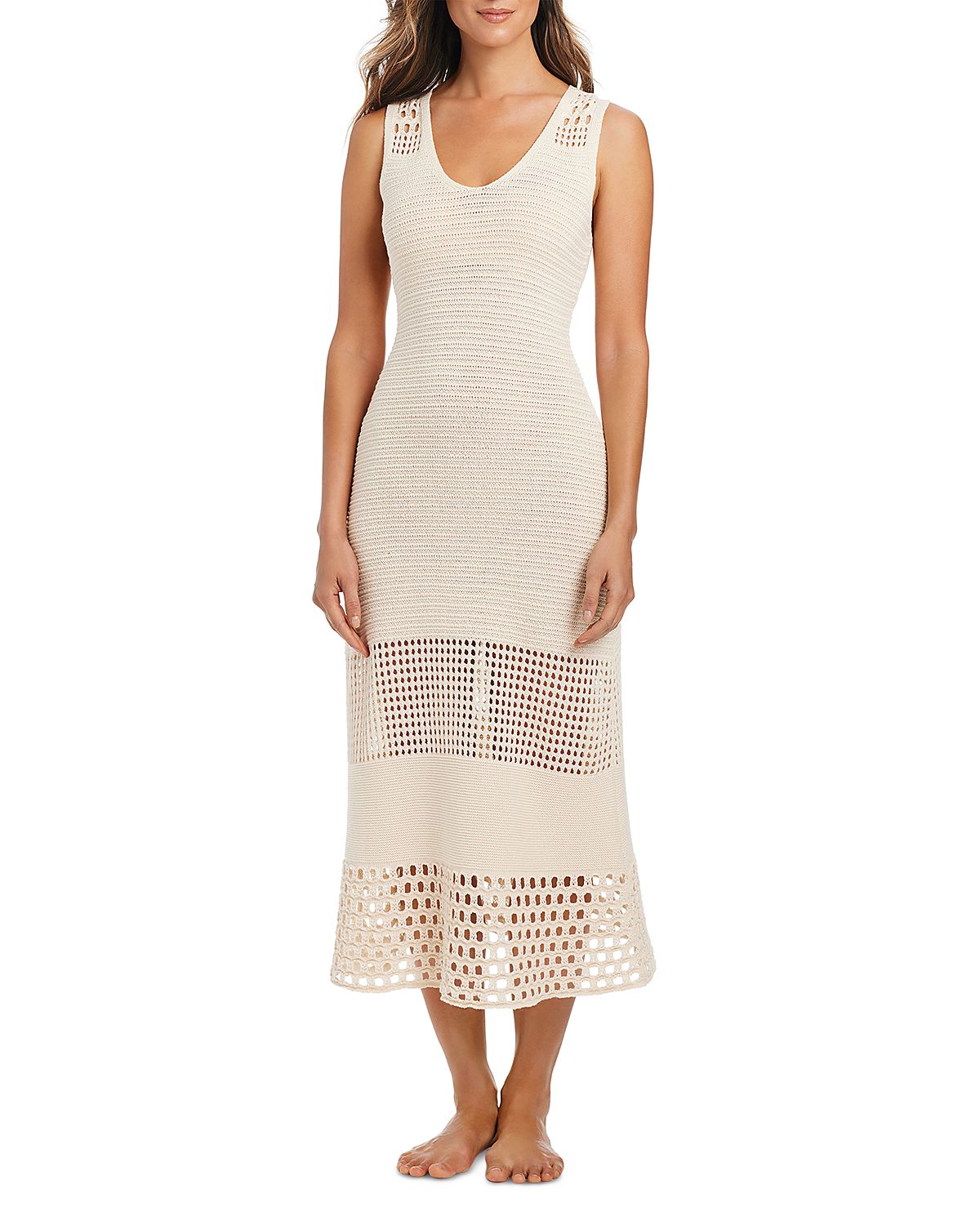 Bleu Rod Beattie Long Crochet Dress Swim Cover-Up