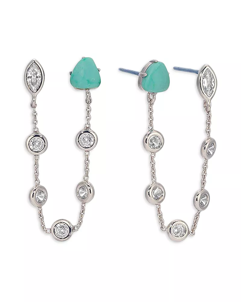 Ettika Gemlite Chain Double Piercing Earrings