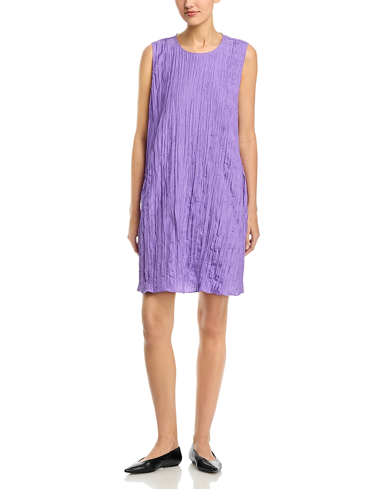 Eileen Fisher Crushed Silk Round Neck Dress