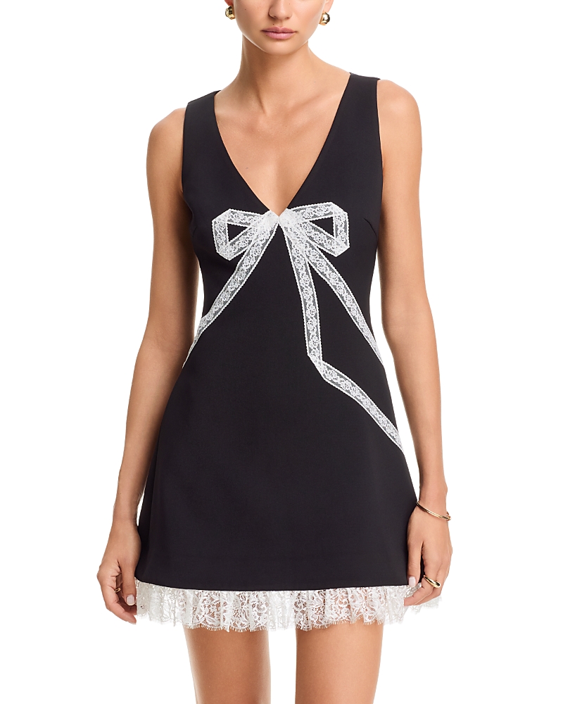 Self-Portrait Black Crepe Lace Bow Dress
