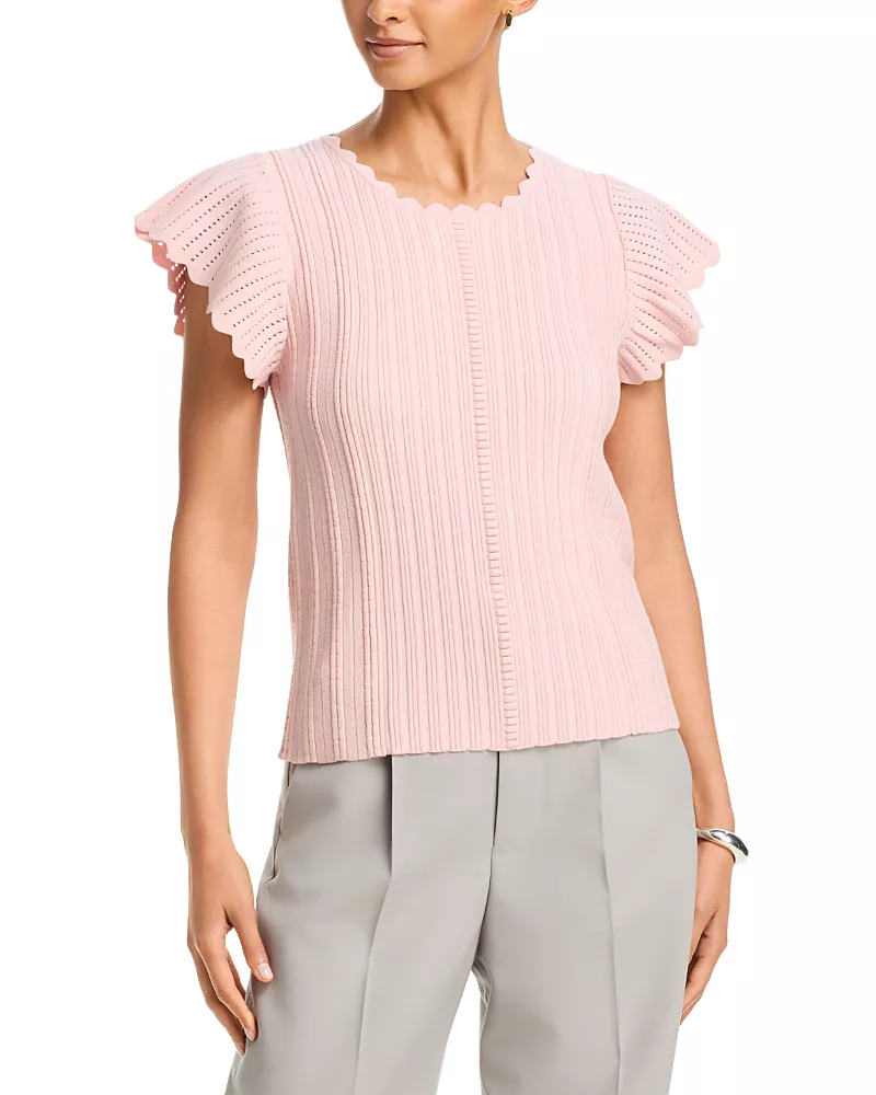 Elie Tahari The Eliana Flutter Sleeve Sweater
