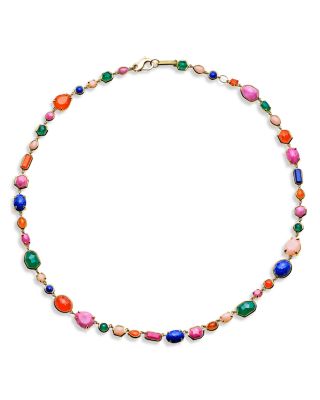 18K Yellow Gold Rock Candy Multi Gemstone Festa Mini Sofia Necklace, 18"