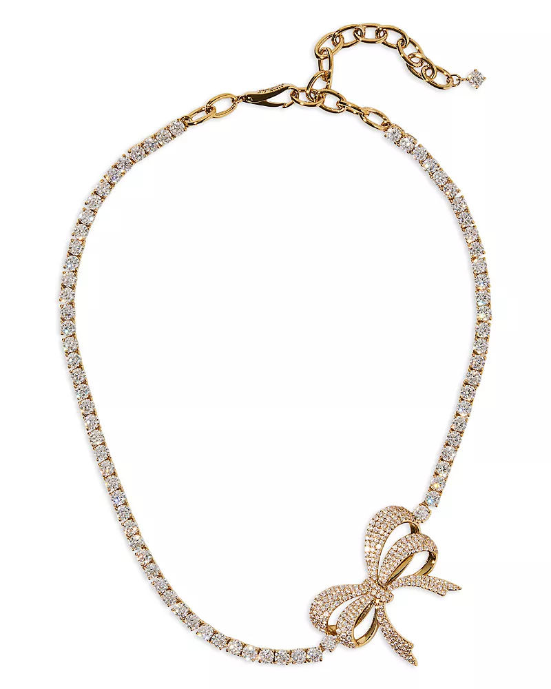 Nadri Eros Pave Bow Tennis Choker Necklace, 16