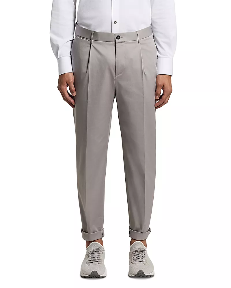 Peserico Regular Fit Pleated Chinos