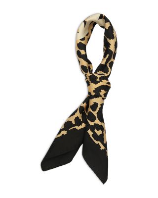 Leopard Print Logo Silk Bandana