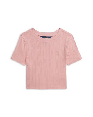 Girls' Pointelle Knit Cotton Boxy Tee - Big Kid