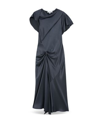 dark grey dresser with gold hardware Sleeveless grey dress with pockets| Nuichan plus size dresses main image 0