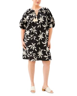 Plus Size Puff Sleeve Tassel Dress