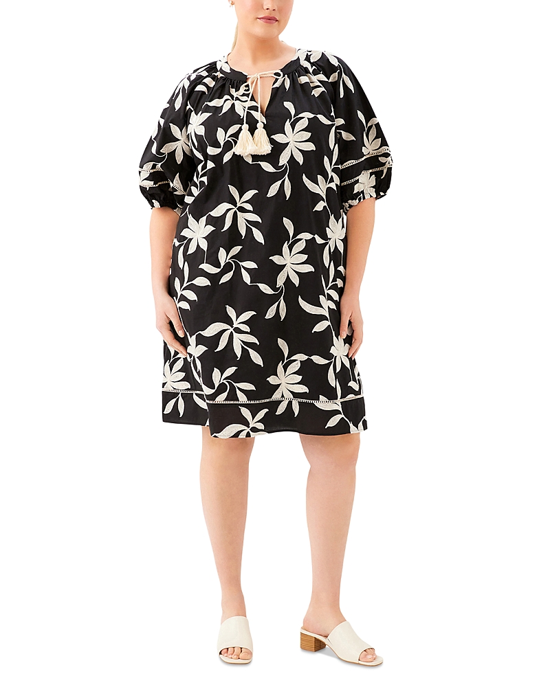 Karen Kane Plus Size Puff Sleeve Tassel Dress