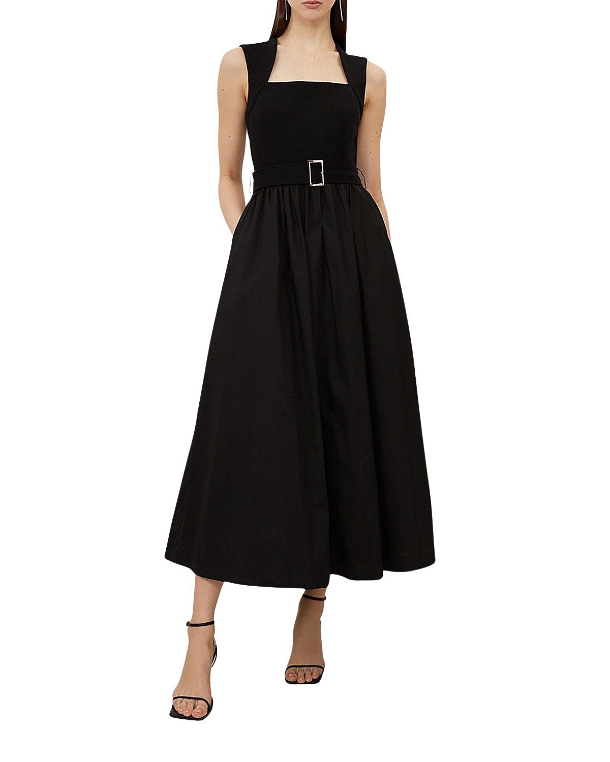 Karen Millen Square Neck Belted Maxi Dress