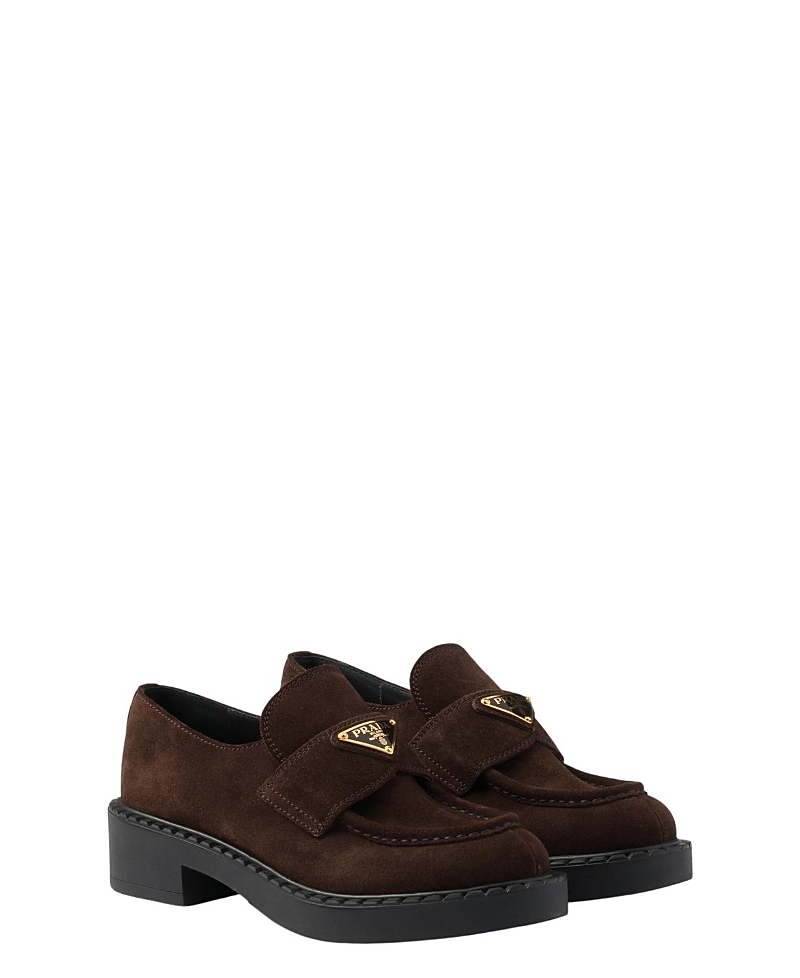 Prada Women's Chocolate Suede Loafers