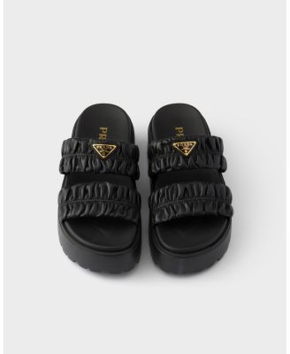  Women's Matelasse Nappa Leather Flatform Slides