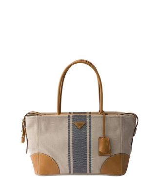 Large Canvas And Leather Shopping Bag