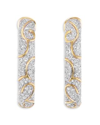 18K Yellow Gold Ondine Diamond Pav&eacute; Petite Hoop Earrings