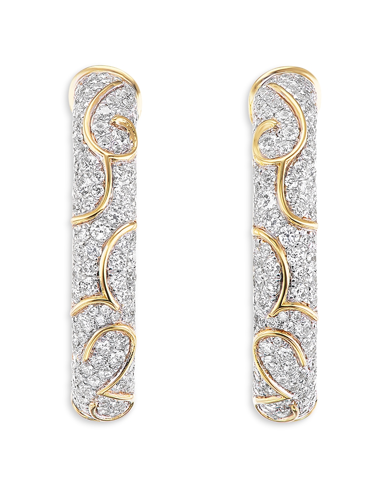 Marina B 18K Yellow Gold Ondine Diamond Pave Petite Hoop Earrings