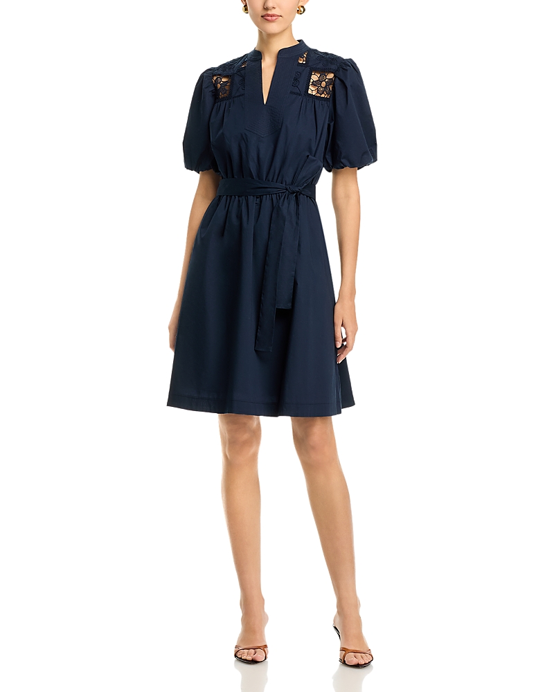 T Tahari Short Sleeve Lace Detail Mini Dress
