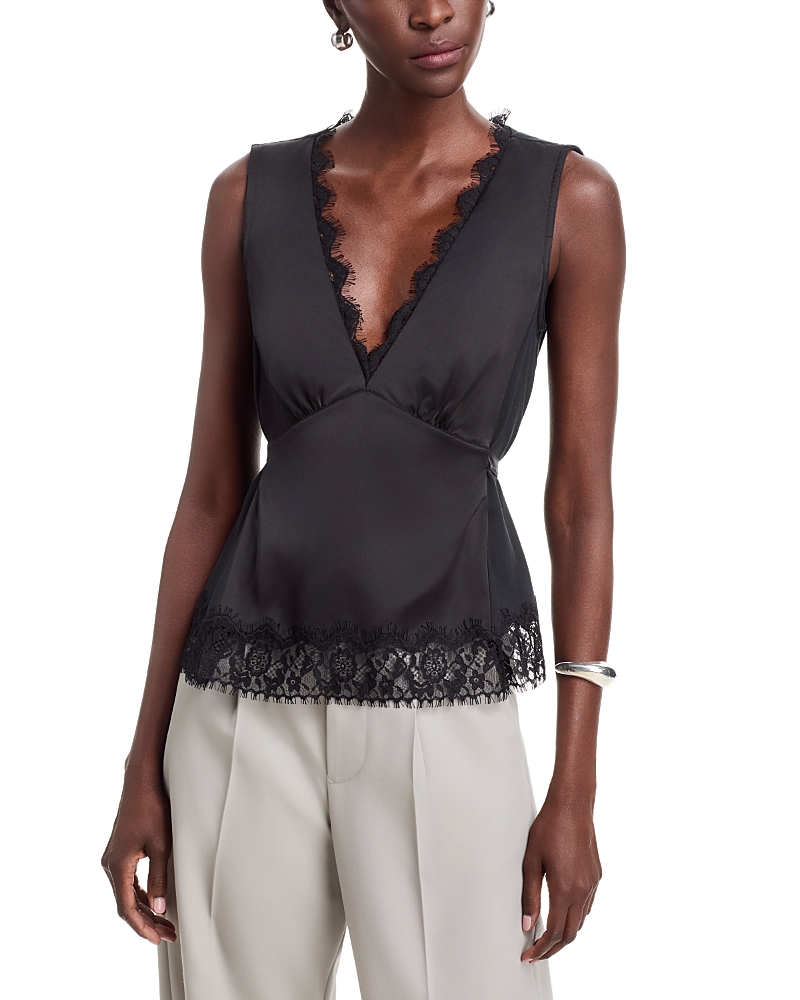 3.1 Phillip Lim Lace Trim Satin Sleeveless Top