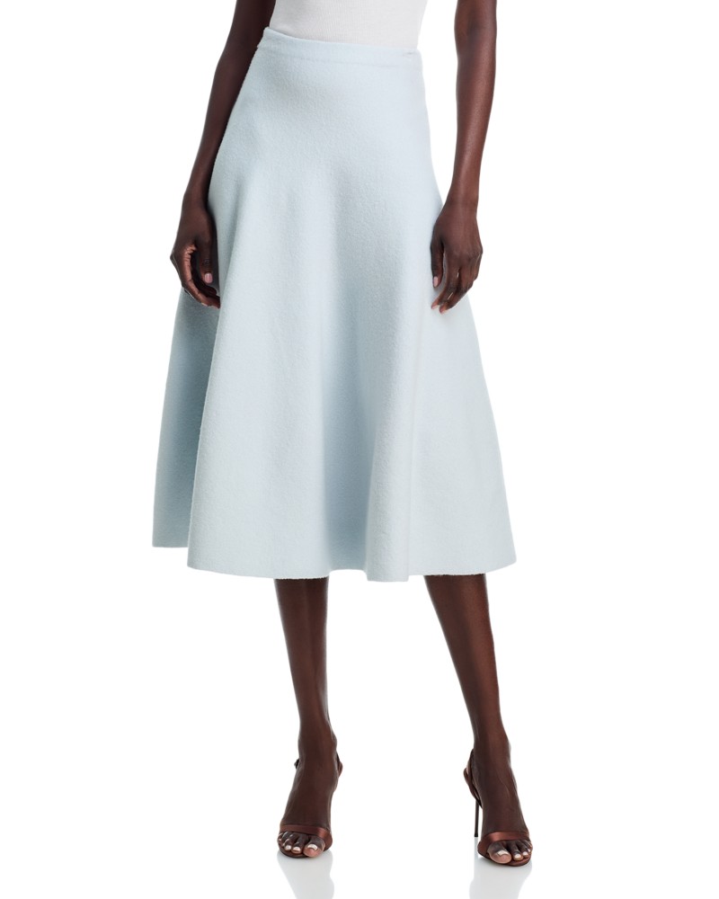 Brandon Maxwell The Miller Structured Wool Knit Skirt in Ice Blue