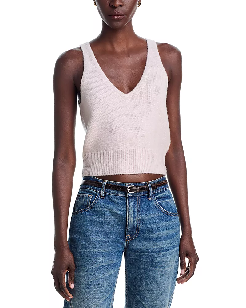 Brandon Maxwell The Reese V Neck Cashmere Silk Tank Top