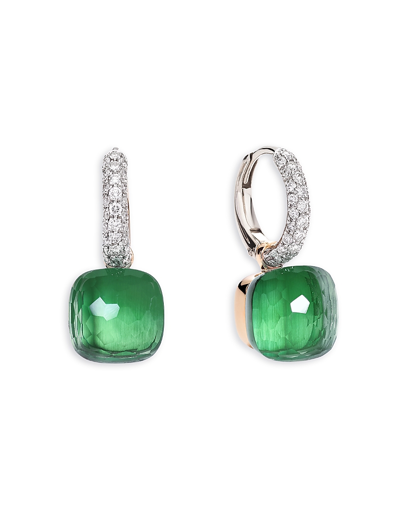 Pomellato 18K Gold Nudo Prasiolite, Green Agate & Diamond Earrings
