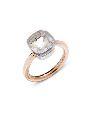 18K White & Rose Gold Nudo White Topaz Solitaire Ring