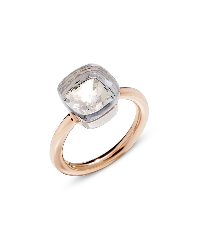 Pomellato 18K White & Rose Gold Nudo White Topaz Solitaire Ring