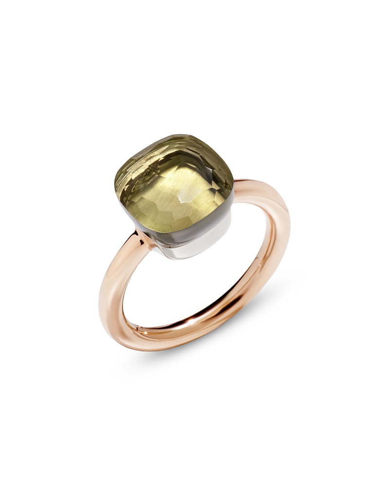 Pomellato 18K White & Rose Gold Nudo Lemon Quartz Statement Ring