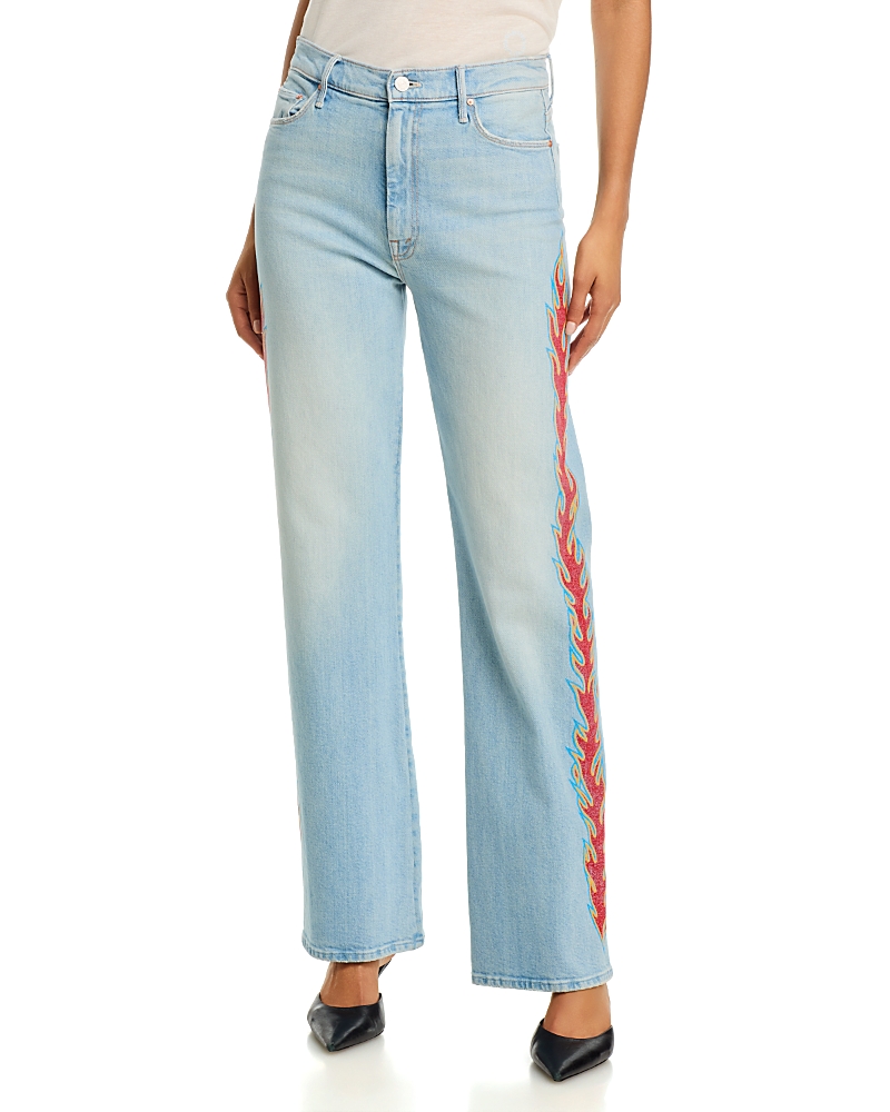 Mother The Saloon Sneak High Rise Straight Jeans in Bum A Smoke